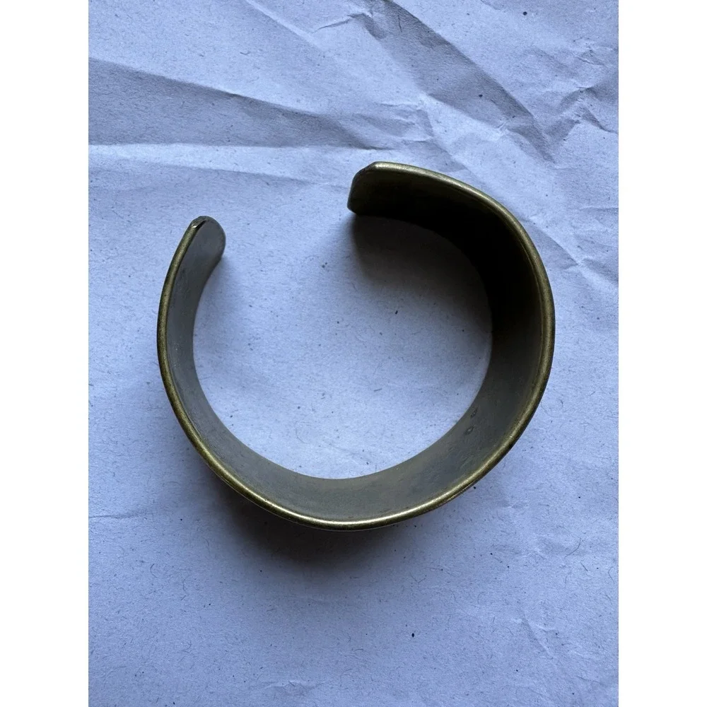 Vintage Brass Cuff  Bracelet bohemian or ethnic aesthetic embossed floral design